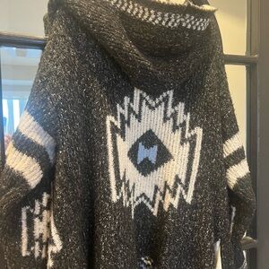 Cozy Black and White Hooded Sweater